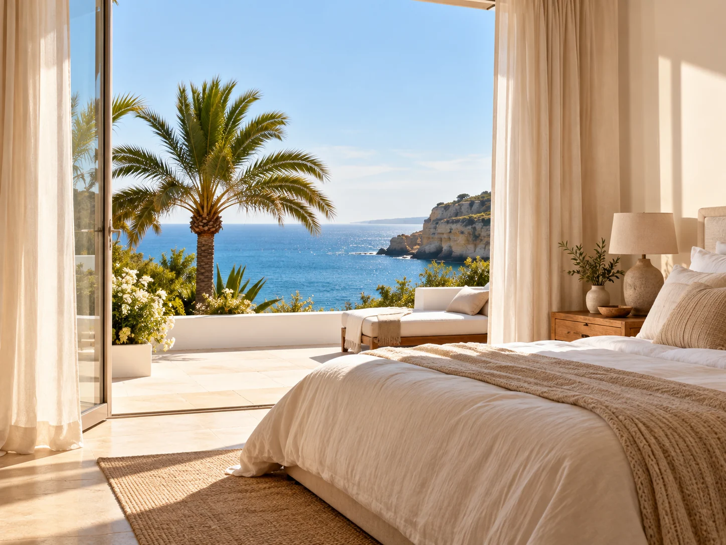 Morning light in a villa bedroom