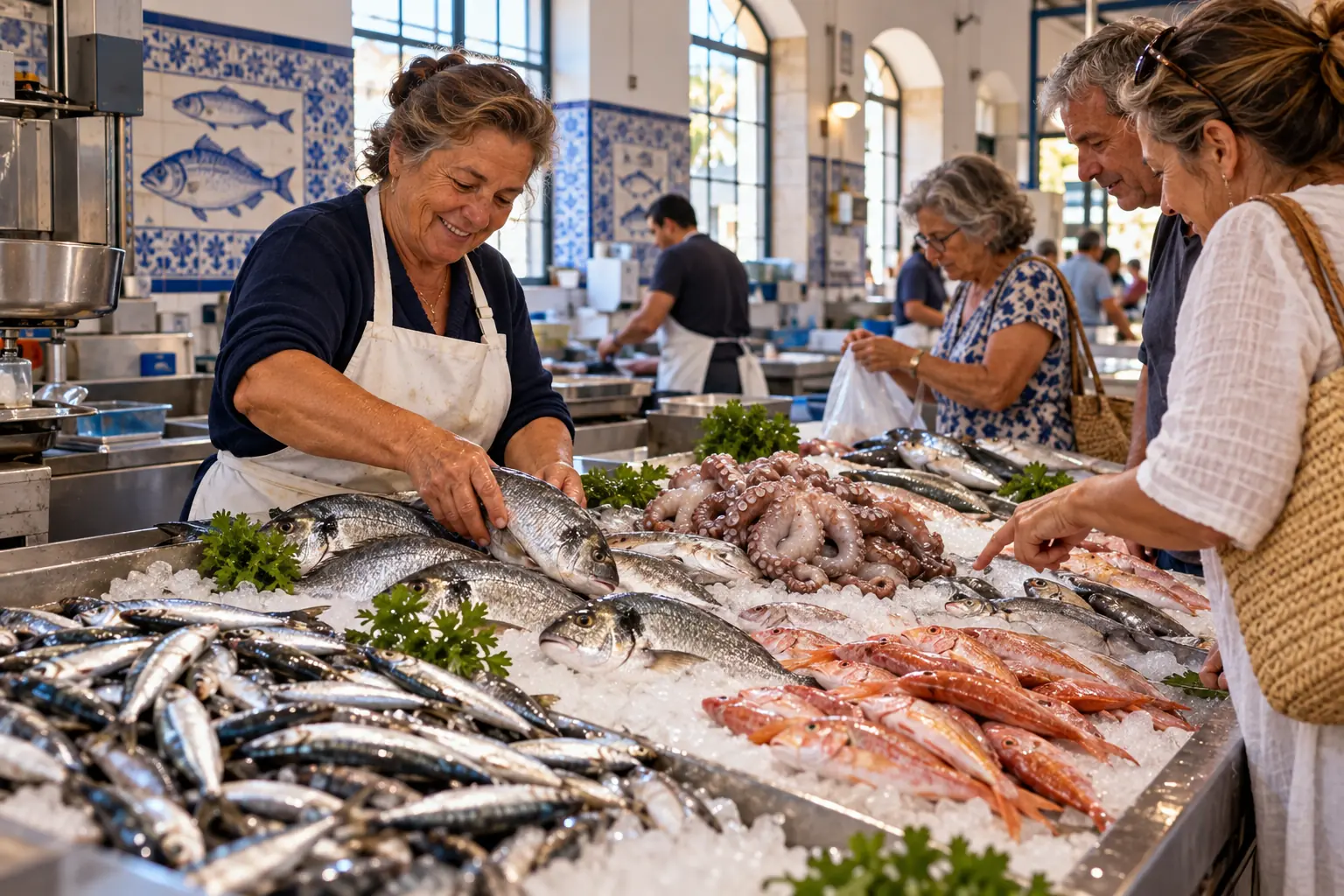 A fish market stall in Lagos