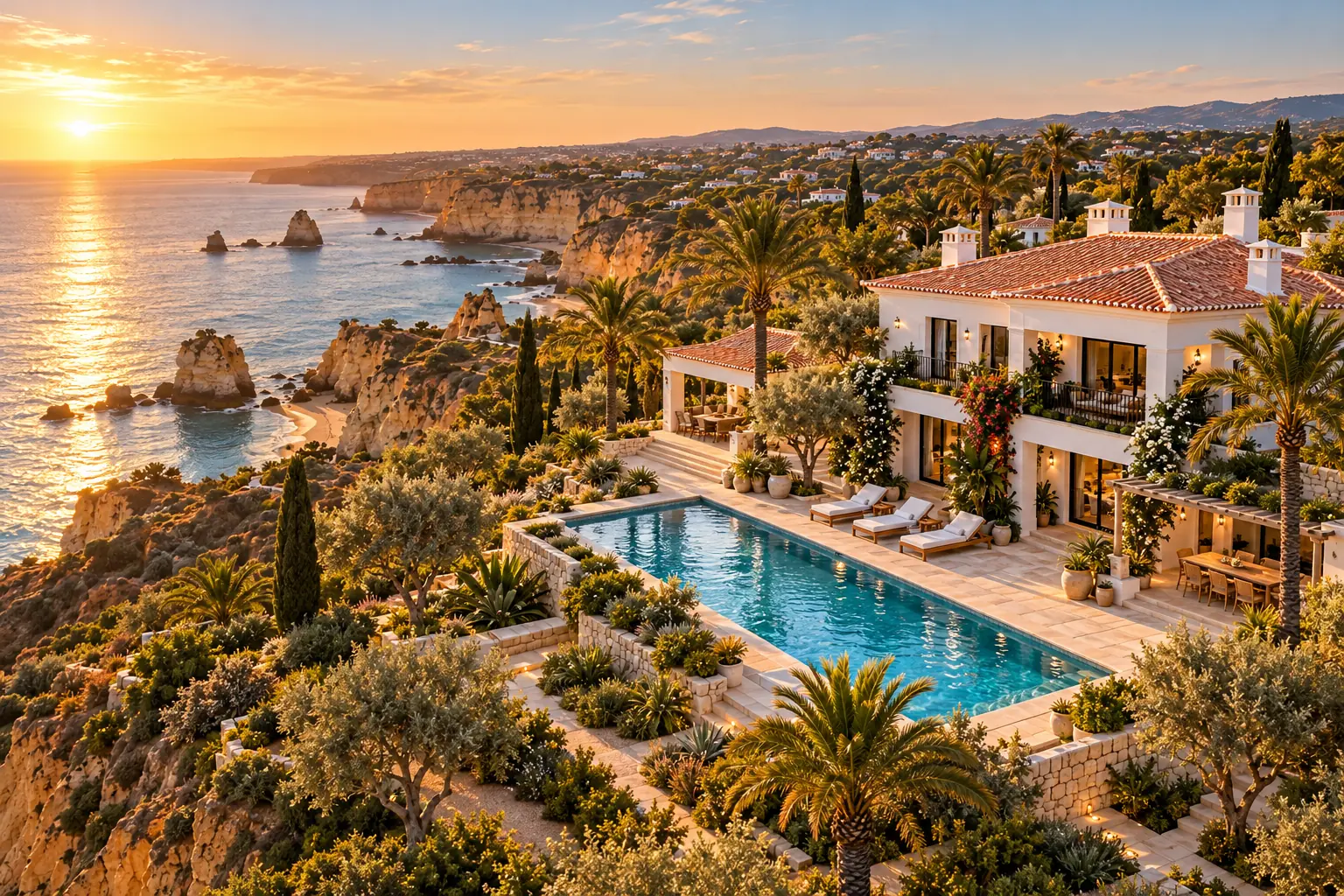 The villa on the cliff above the Atlantic, seen from above