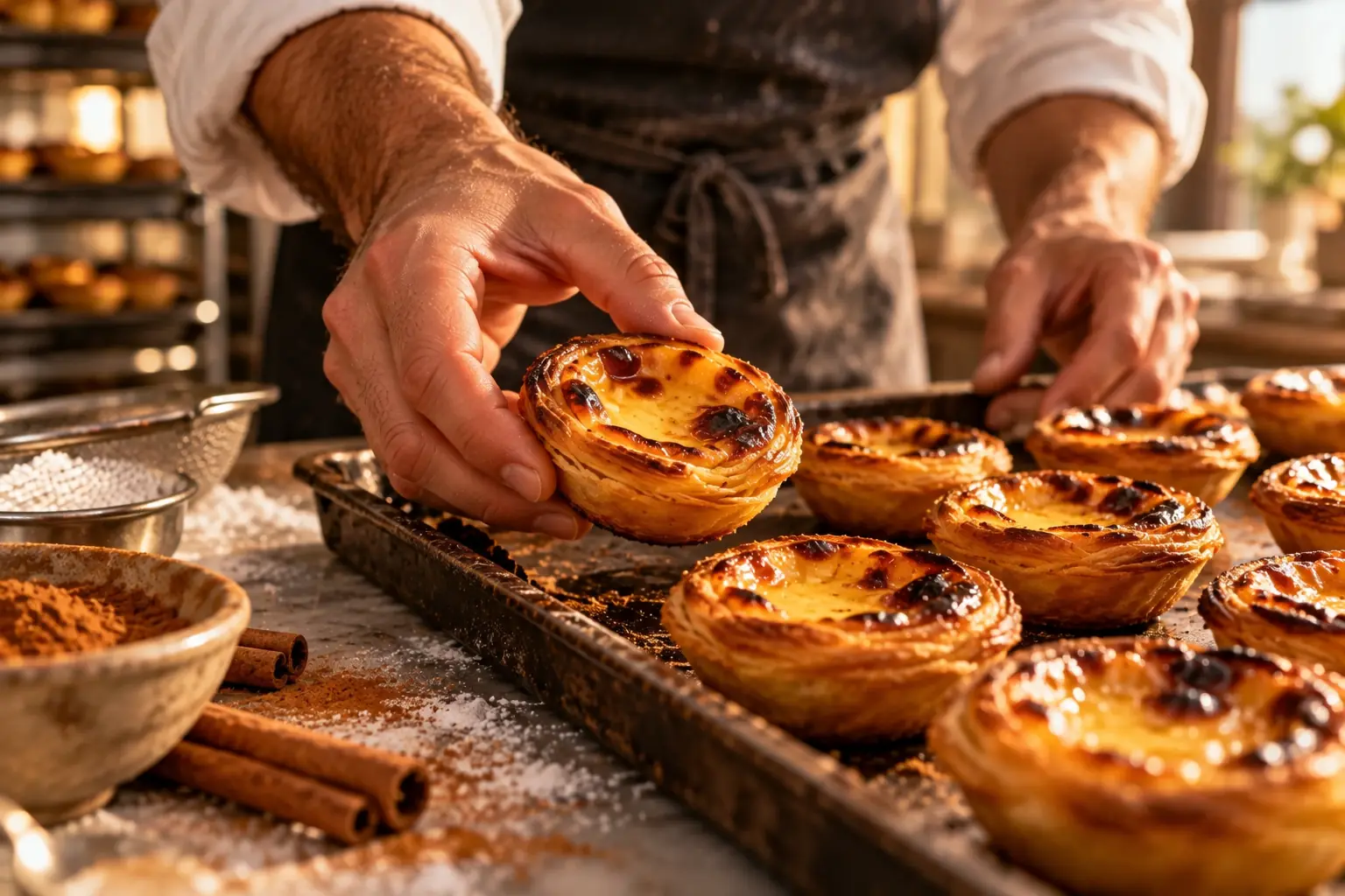 Pastéis de nata on a tray