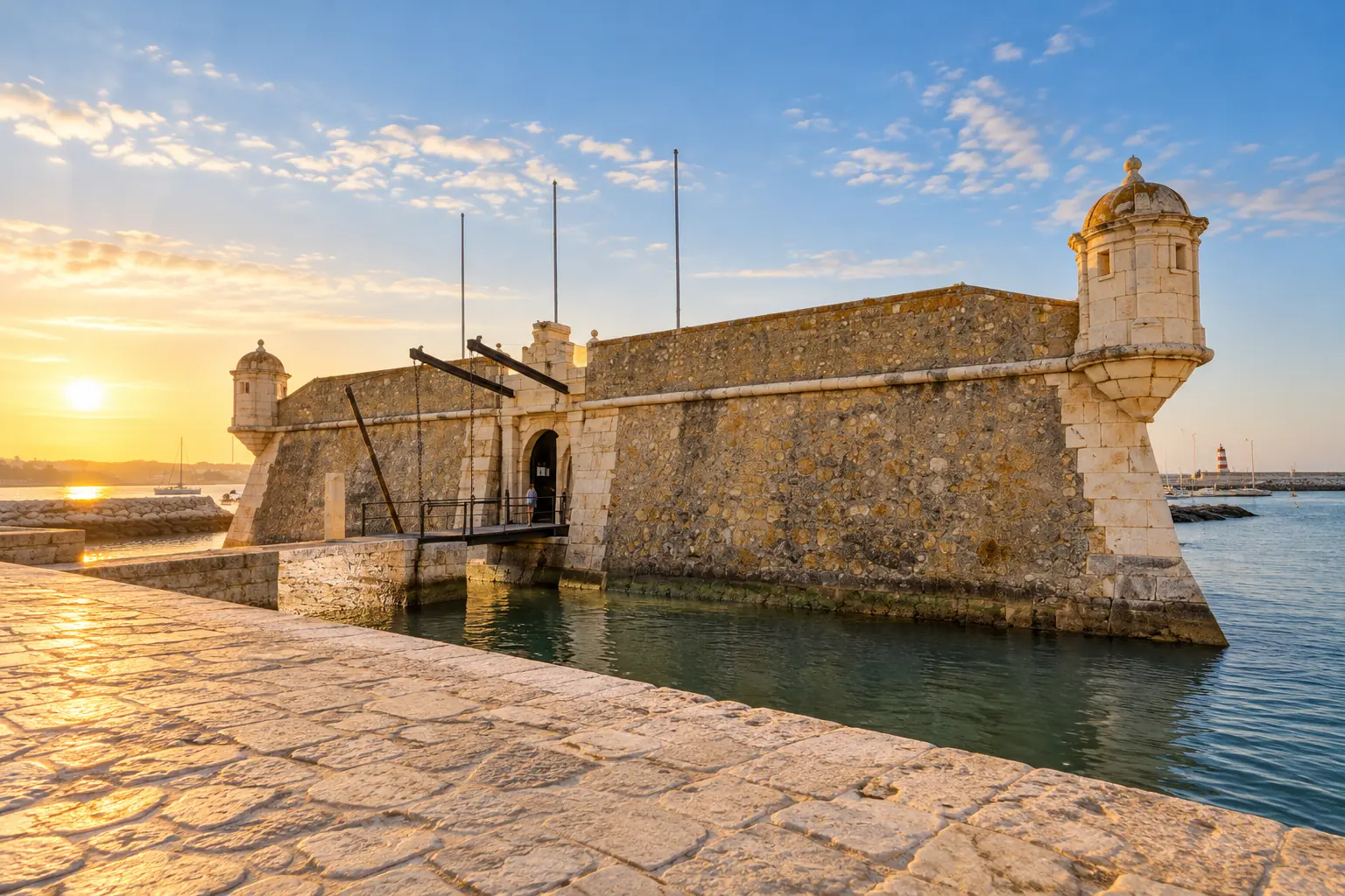 The Forte da Ponta da Bandeira in Lagos at sunset