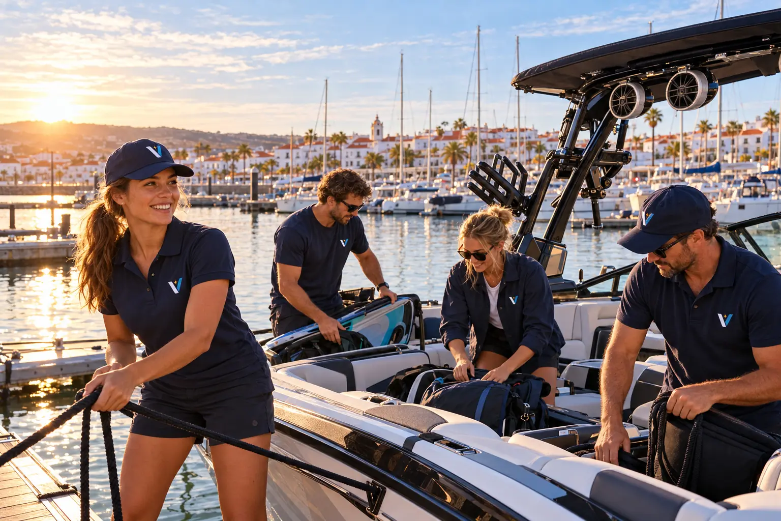 The crew on board the boat in the Lagos marina