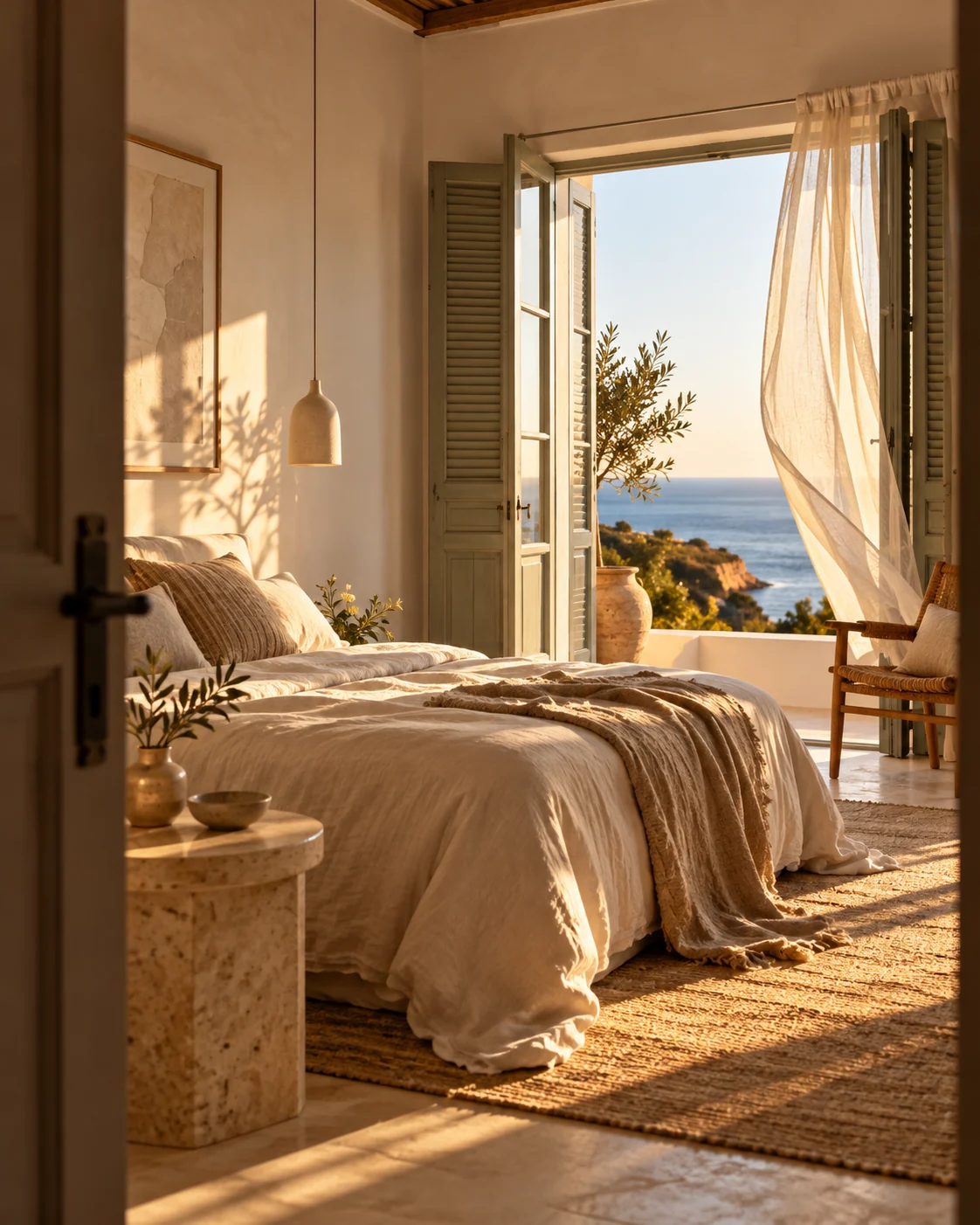 A calm bedroom at the villa in Lagos